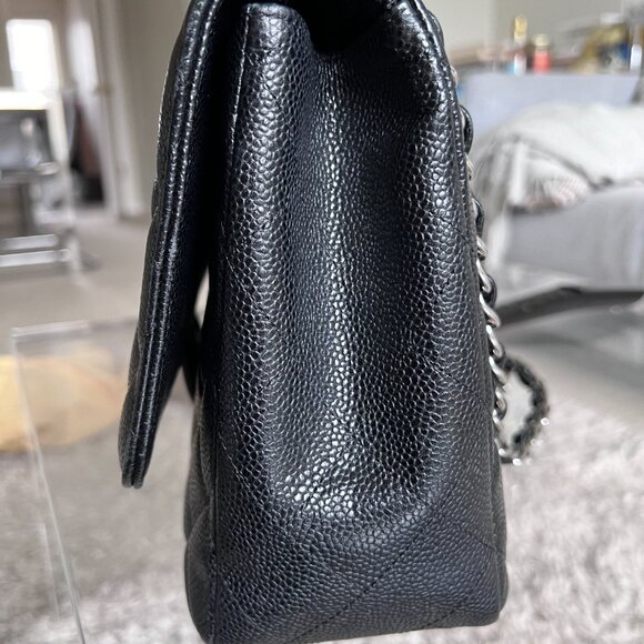 Authentic Chanel Classic Caviar Jumbo Flap Bag in SHW - $11,700 Retail - Picture 10 of 16